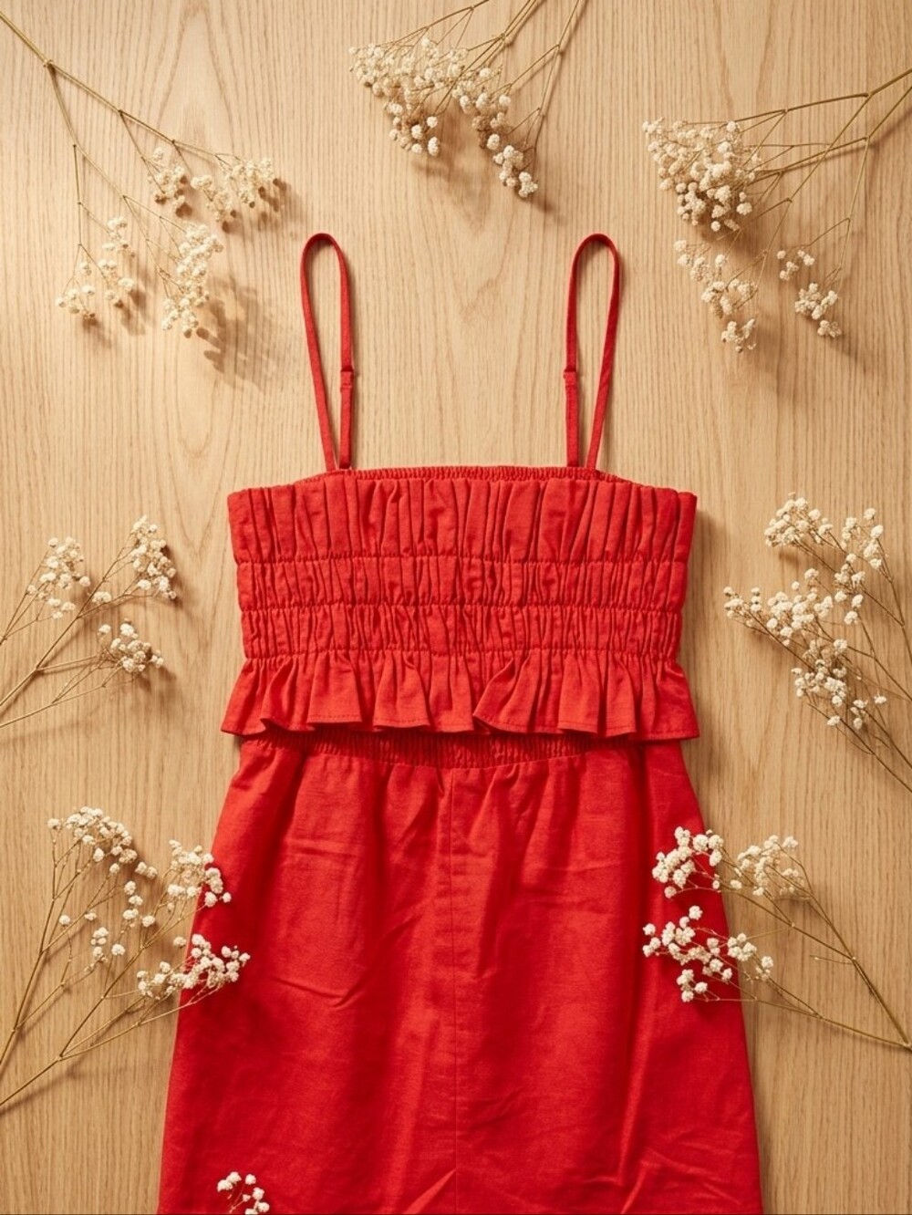 Chic Red Strapless Romper